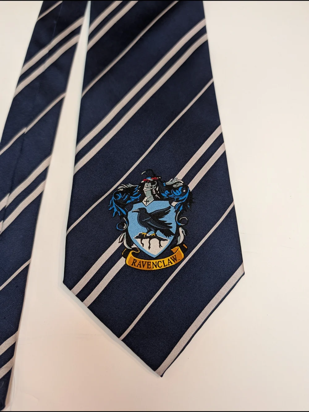 Ravenclaw Crest Navy and White Striped  Tie